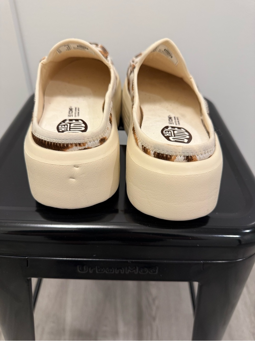 Hey Dude Women's Leopard Slip-On Platform Mules - Brown & Cream - Picture 4 of 11